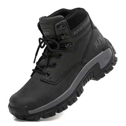 Side view of Crestwick men's hiking boots showing synthetic leather upper