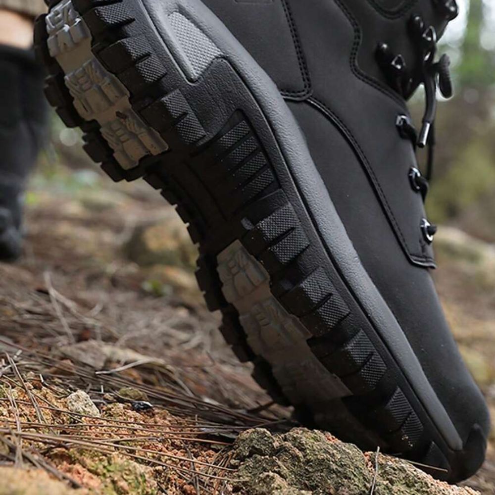 Front view of Crestwick men's boots highlighting lace-up closure system