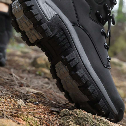 Front view of Crestwick men's boots highlighting lace-up closure system