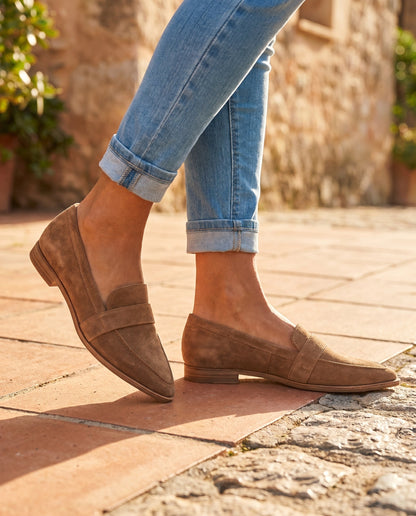 Dana soft suede loafers for women in grey - side view