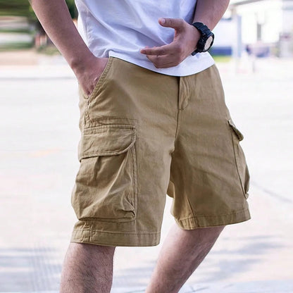 Draven men's cargo shorts with multi-pocket design in brown, green and black