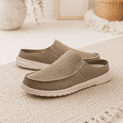 Drifton lightweight slip-on sneakers in beige shown from the side