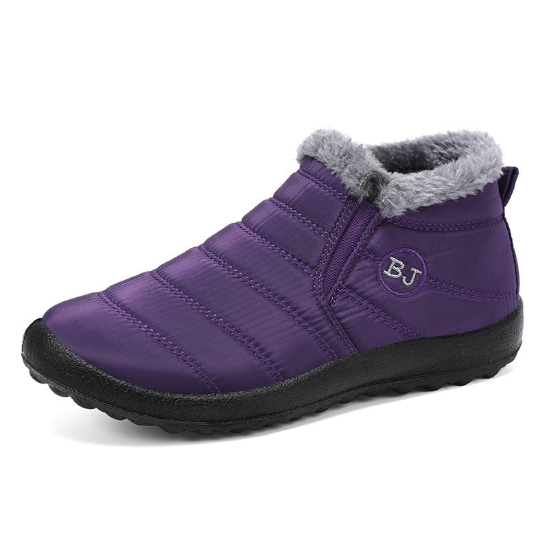 Close-up of non-slip textured sole on women's winter boots