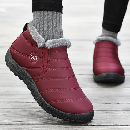 Interior view of plush faux-fur lining inside winter boot
