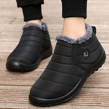 Blue warm winter boots with textured grip sole for women