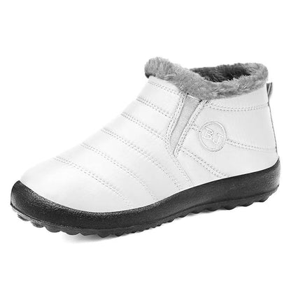 Gray women's cosy slip-on boots with faux-fur interior