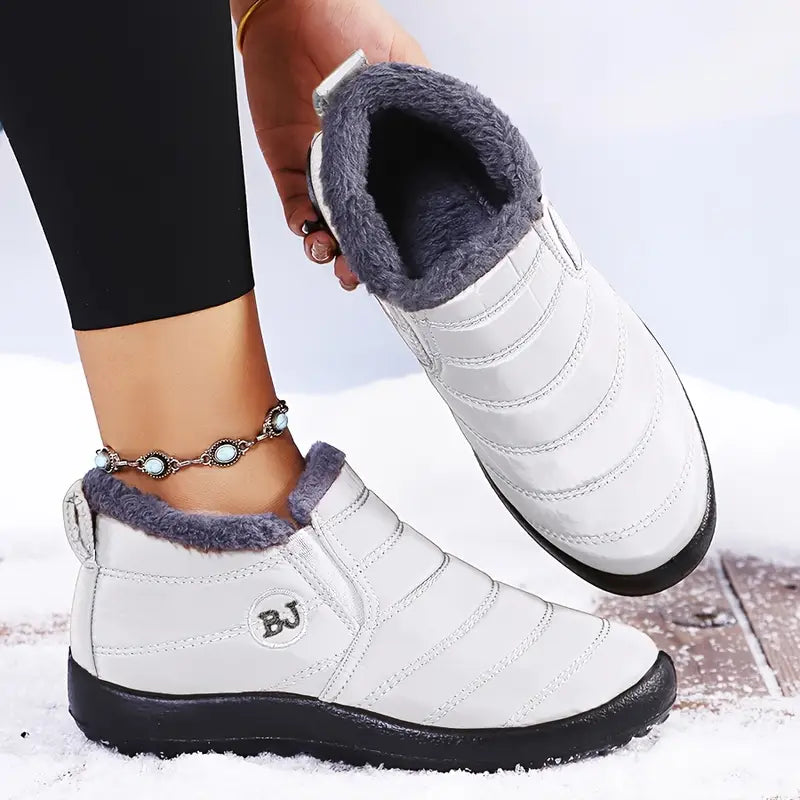 Purple fleece-lined waterproof winter boots for women
