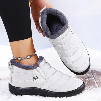 Purple fleece-lined waterproof winter boots for women