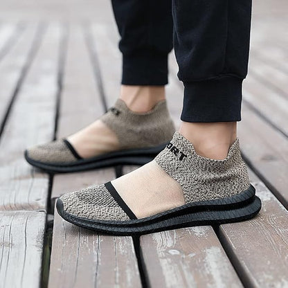Halden men's knit slip-on sneakers in khaki with flexible sole