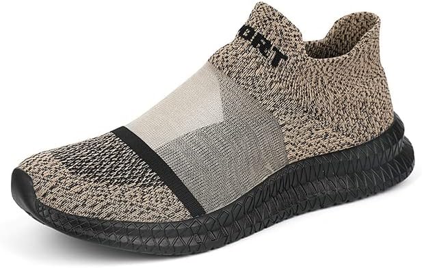 Close-up of flexible sole on men's knit slip-on sneakers