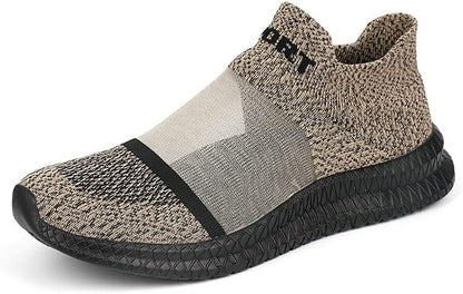 Close-up of flexible sole on men's knit slip-on sneakers