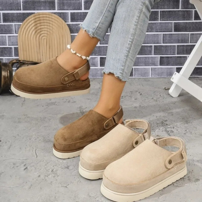 Side view of Harlow women's clogs showing raised platform sole