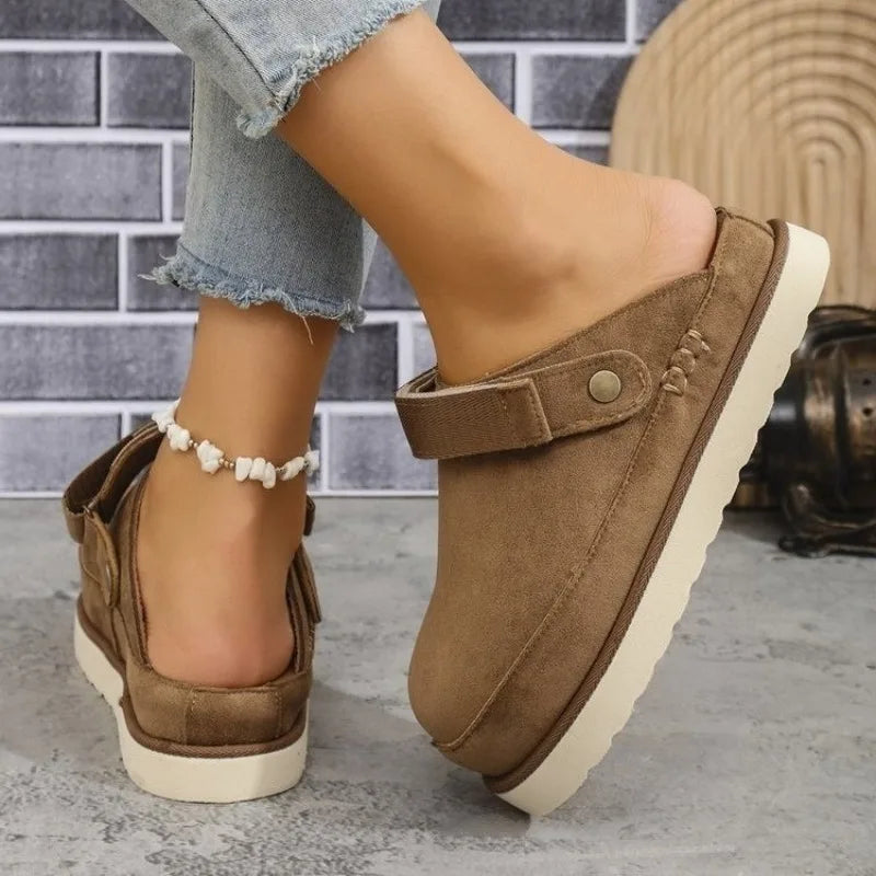 Harlow platform clogs styled with casual jeans outfit for everyday wear