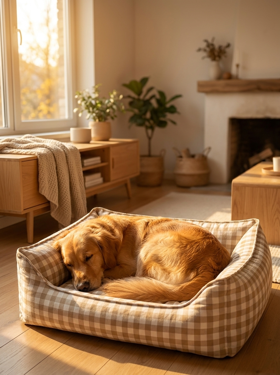 The CloudBed Cotton Pet Sofa Bed – Breathable Striped Dog Bed for Small to Medium Pets