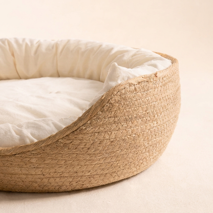 The CloudBed - Eco-Friendly Woven Dog Bed Sofa – Breathable Bamboo Style Pet House for Indoor Dogs & Small Pets