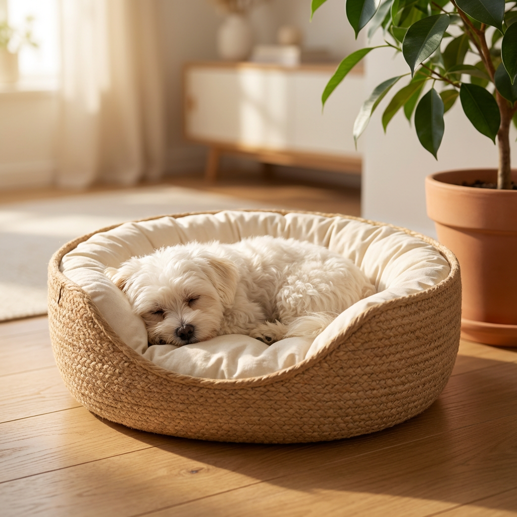 The CloudBed - Eco-Friendly Woven Dog Bed Sofa – Breathable Bamboo Style Pet House for Indoor Dogs & Small Pets
