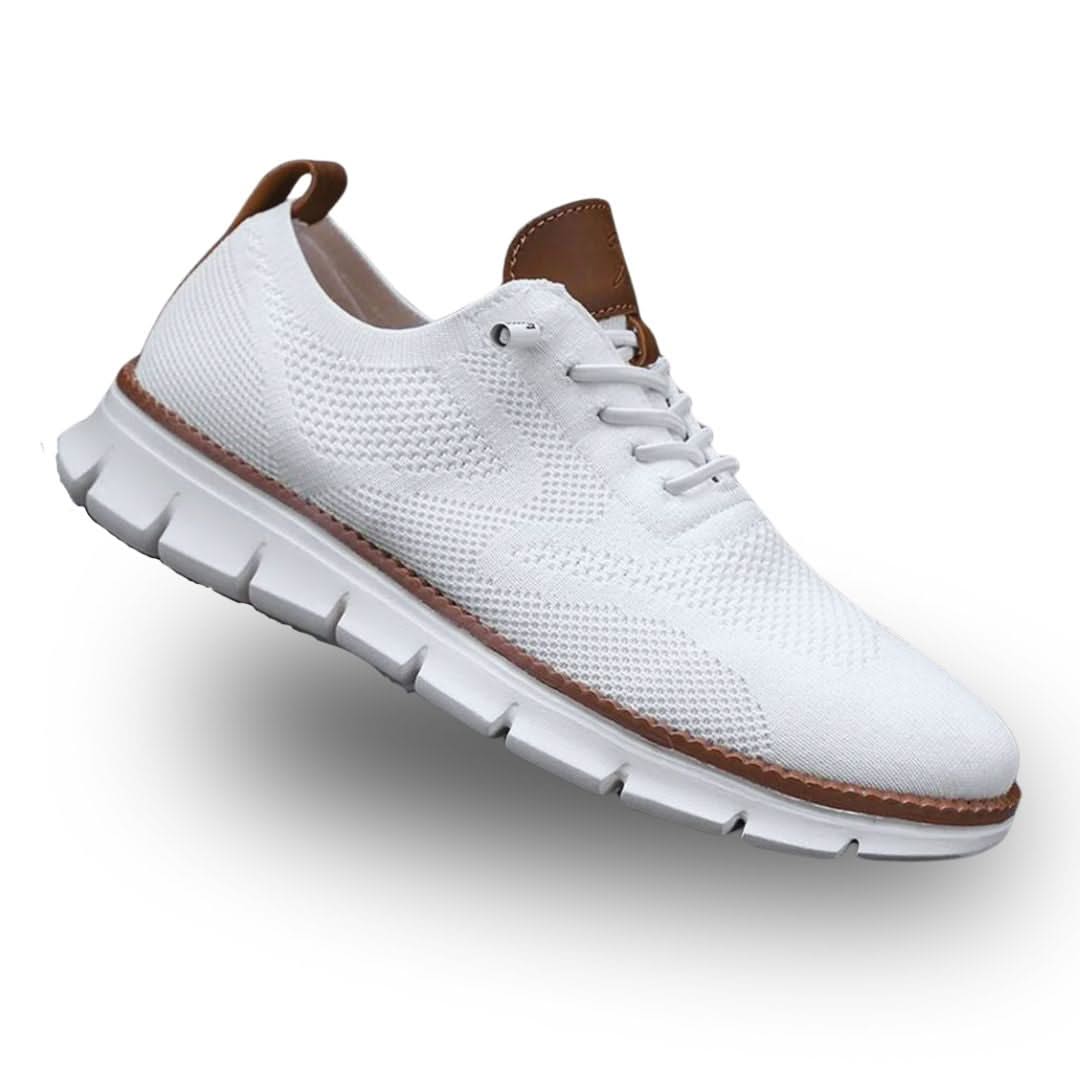 Jayden walkers in white on a flat surface, top-down view