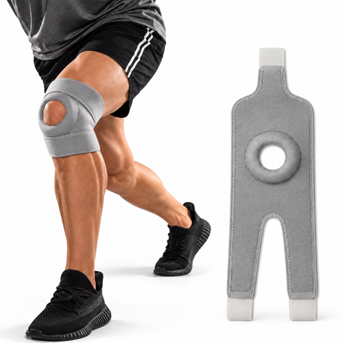 Knevara adjustable knee brace with open patella design on white background