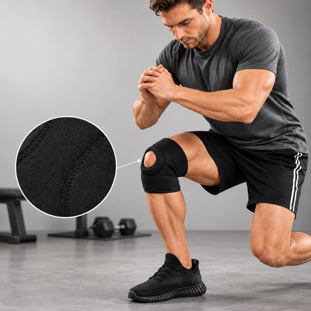 Knevara knee brace worn during sport and fitness activity