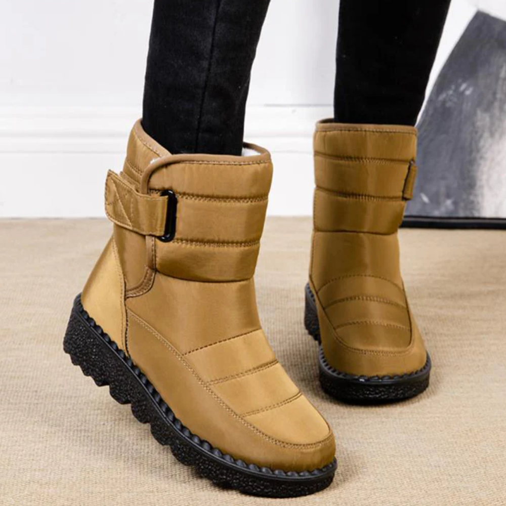 Lotte waterproof boots worn outdoors in snowy conditions