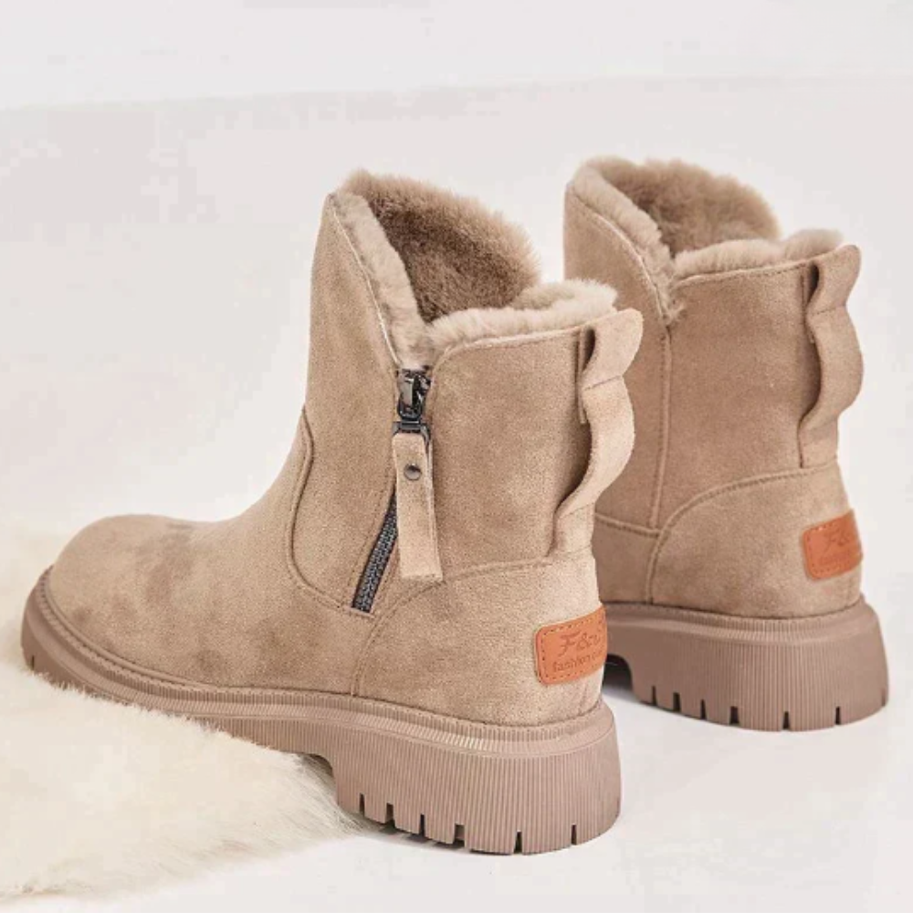 Women's faux fur lined winter boots in black colorway