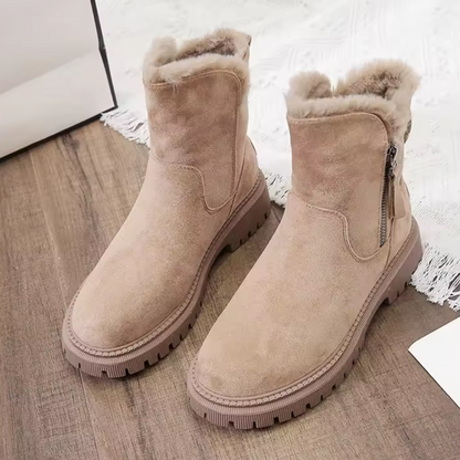 Waterproof synthetic leather upper on women's winter boots