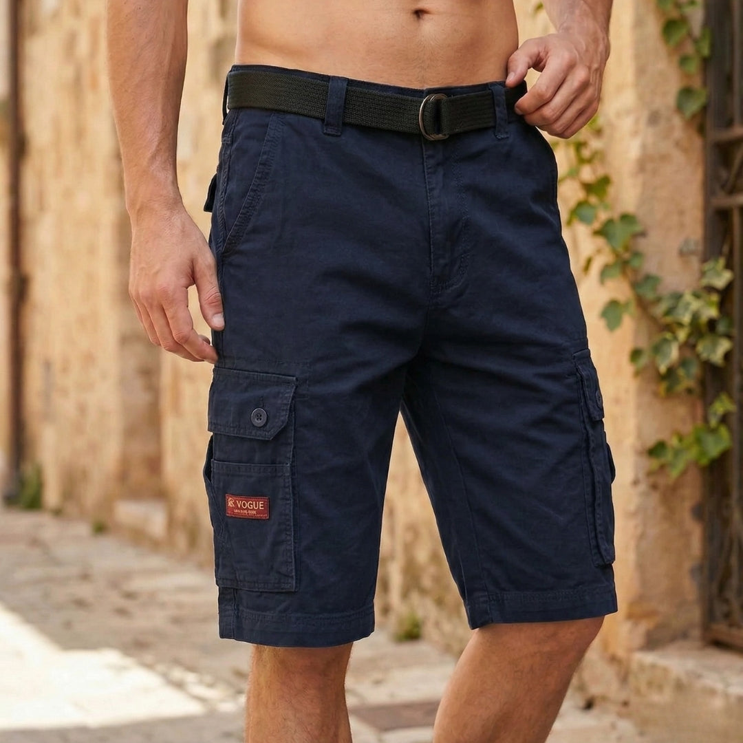 Remy cargo shorts in navy blue – lightweight woven fabric and straight leg cut