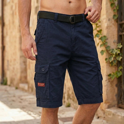 Remy cargo shorts in navy blue – lightweight woven fabric and straight leg cut
