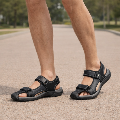 Marco men's non-slip leather sandals in black with EVA sole