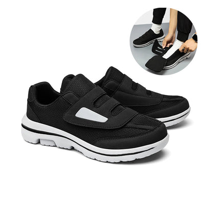 Clifton men's wide fit walking shoes in black with adjustable hook-and-loop closure