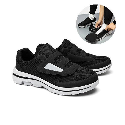 Clifton men's wide fit walking shoes in black with adjustable hook-and-loop closure