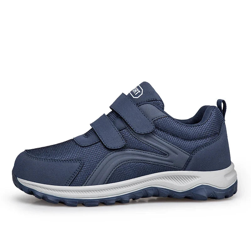 Interior view of roomy toe box inside wide-fit orthopedic trainers