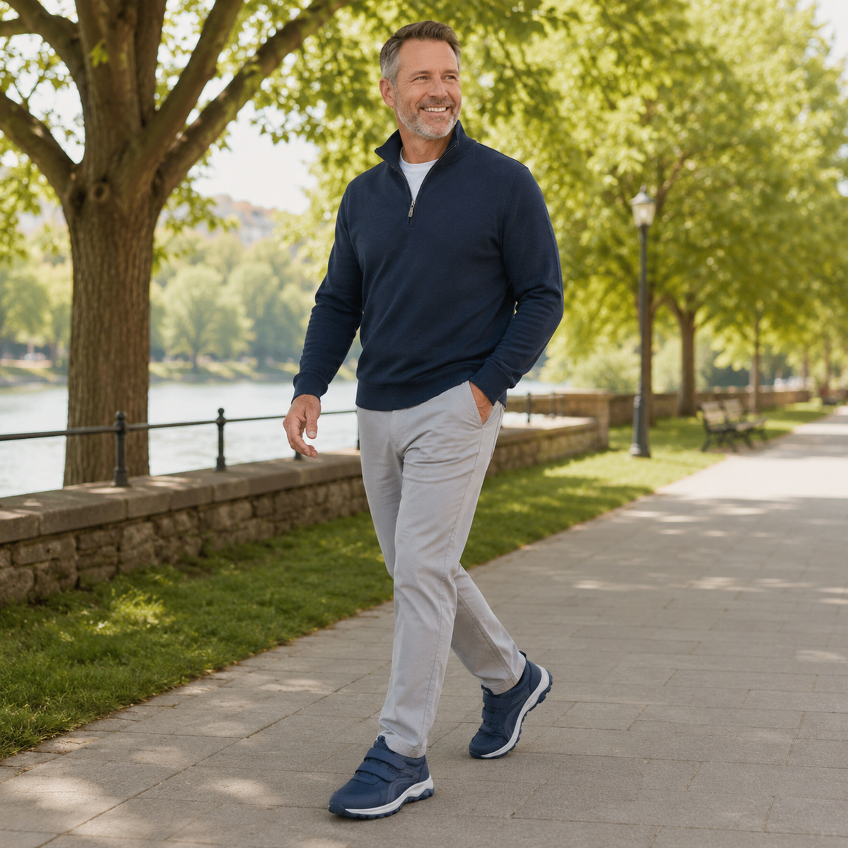Lightweight wide-fit orthopedic trainers for daily walking and casual wear