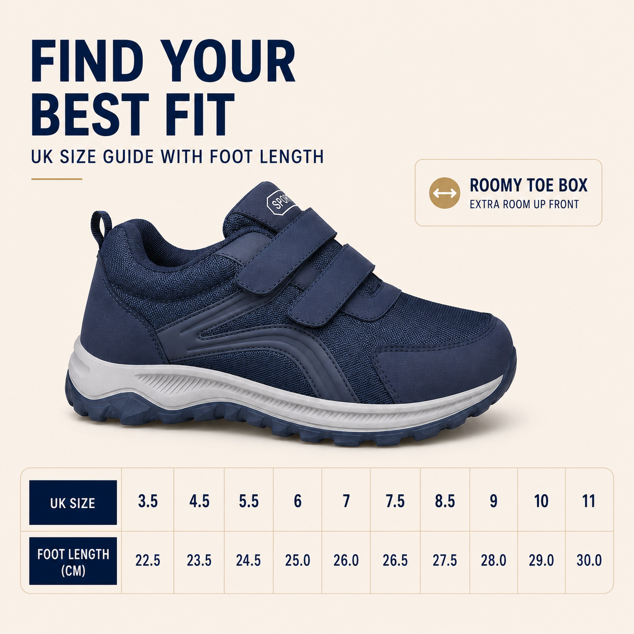 Cushioned double-layer MD sole shown on wide-fit men's trainers