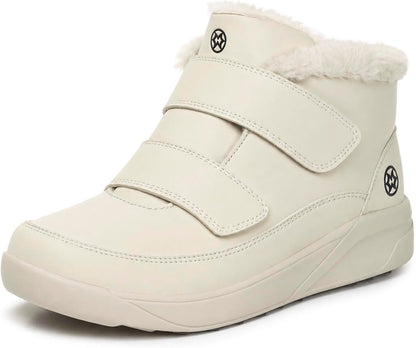 Front view of men's winter ankle boots with round toe design