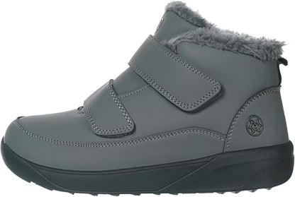 Black men's winter ankle boots with closed round toe