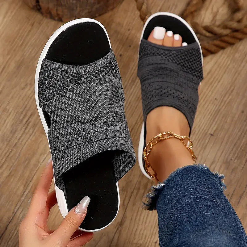 Top-down view of Nadine women's open-toe slides in blue
