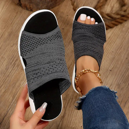 Top-down view of Nadine women's open-toe slides in blue