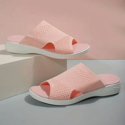 Close-up of the wide strap on Nadine women's orthopedic slides