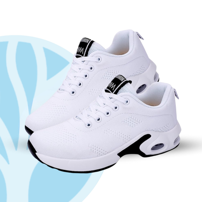 Nexova orthopedic shoes in black and white side-by-side comparison