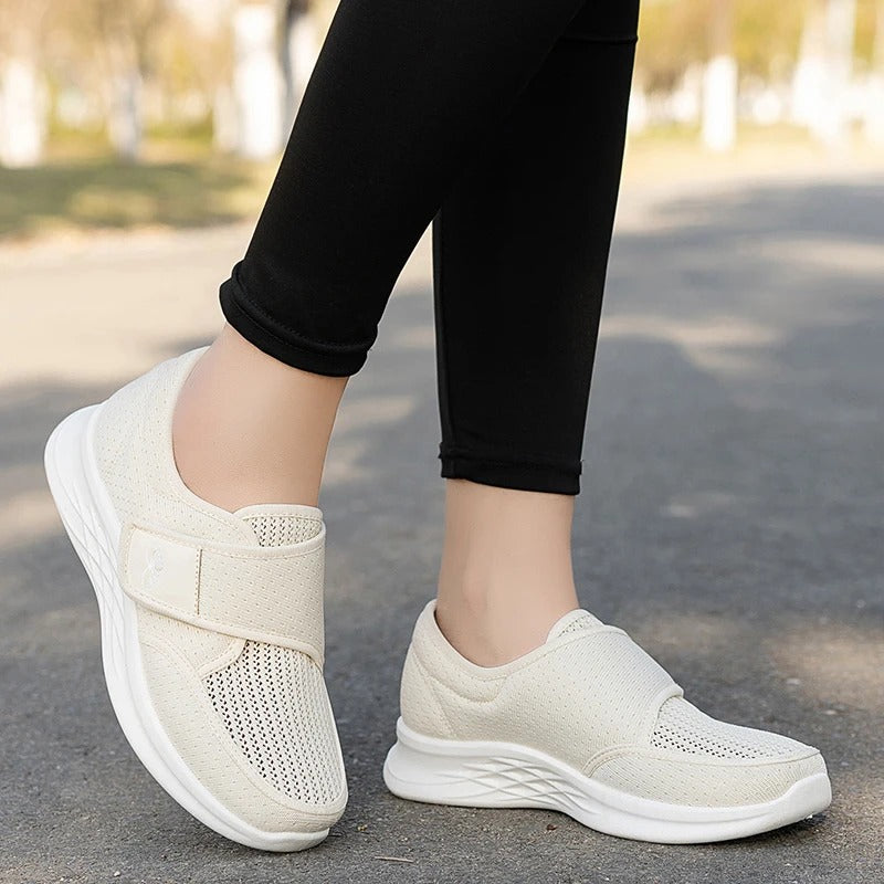 Side view of Noriva orthopedic shoes for women showing wide fit design