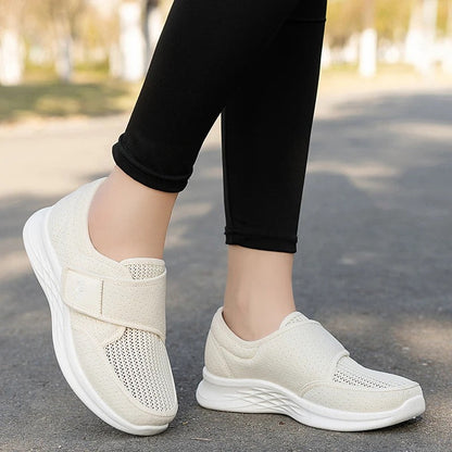 Side view of Noriva orthopedic shoes for women showing wide fit design