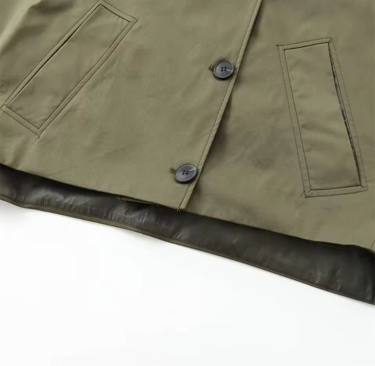 Novia women's trench coat worn casually on city street