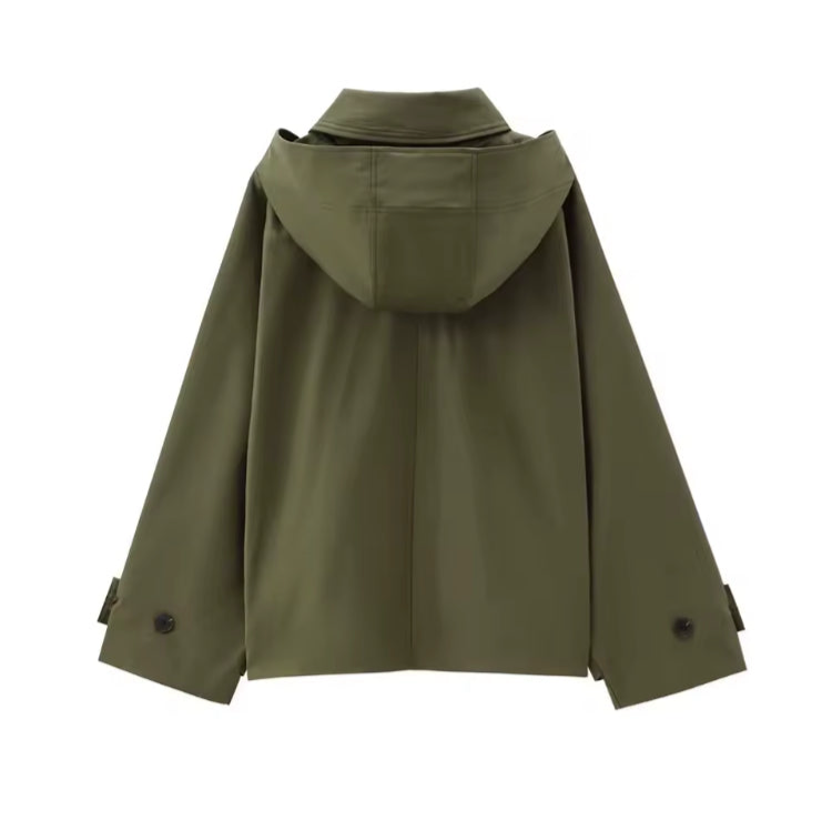 Women's slim-fit trench coat in bordeaux, side profile view