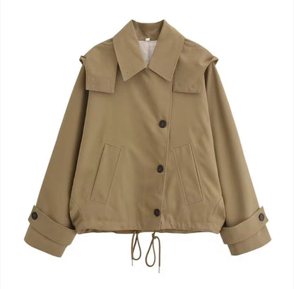 Novia women's trench coat in white, cropped silhouette full-length shot