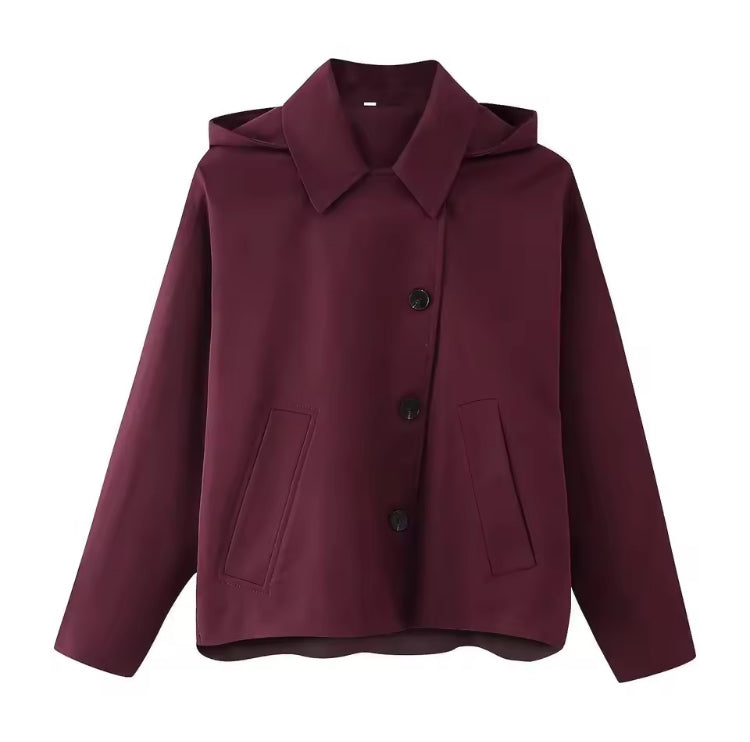 Novia trench coat button-up front closure, sophisticated styling