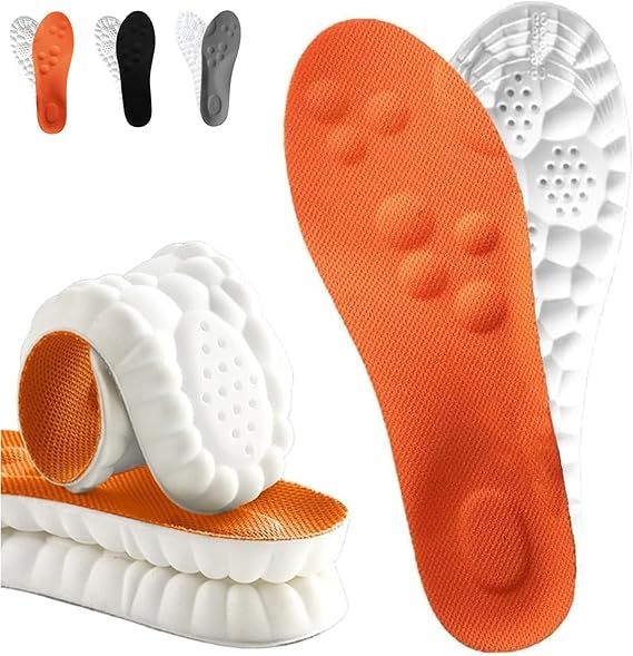 Orthofit insoles in black, orange and ash grey color variants