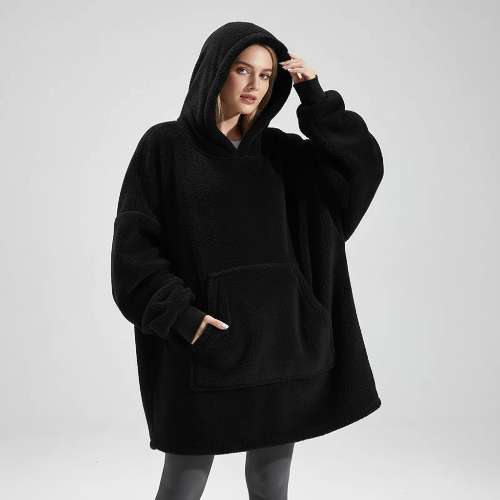 Women's oversized hoodie robe in dark gray — cosy loungewear