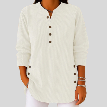 SERAPHINA™ Classic Pullover in pink — soft ribbed fabric women's loungewear top