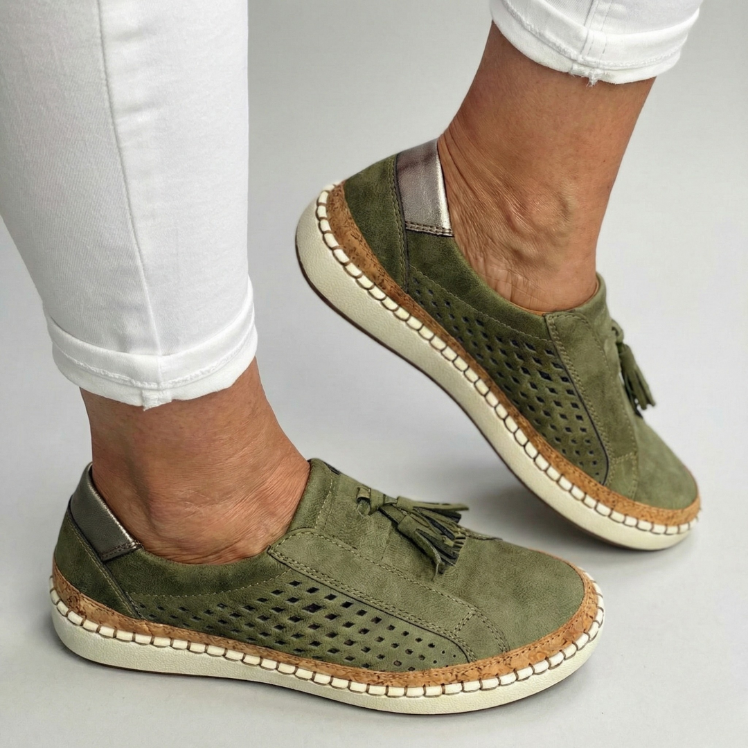 Side view of Solace orthopedic slip-ons showing breathable lightweight construction
